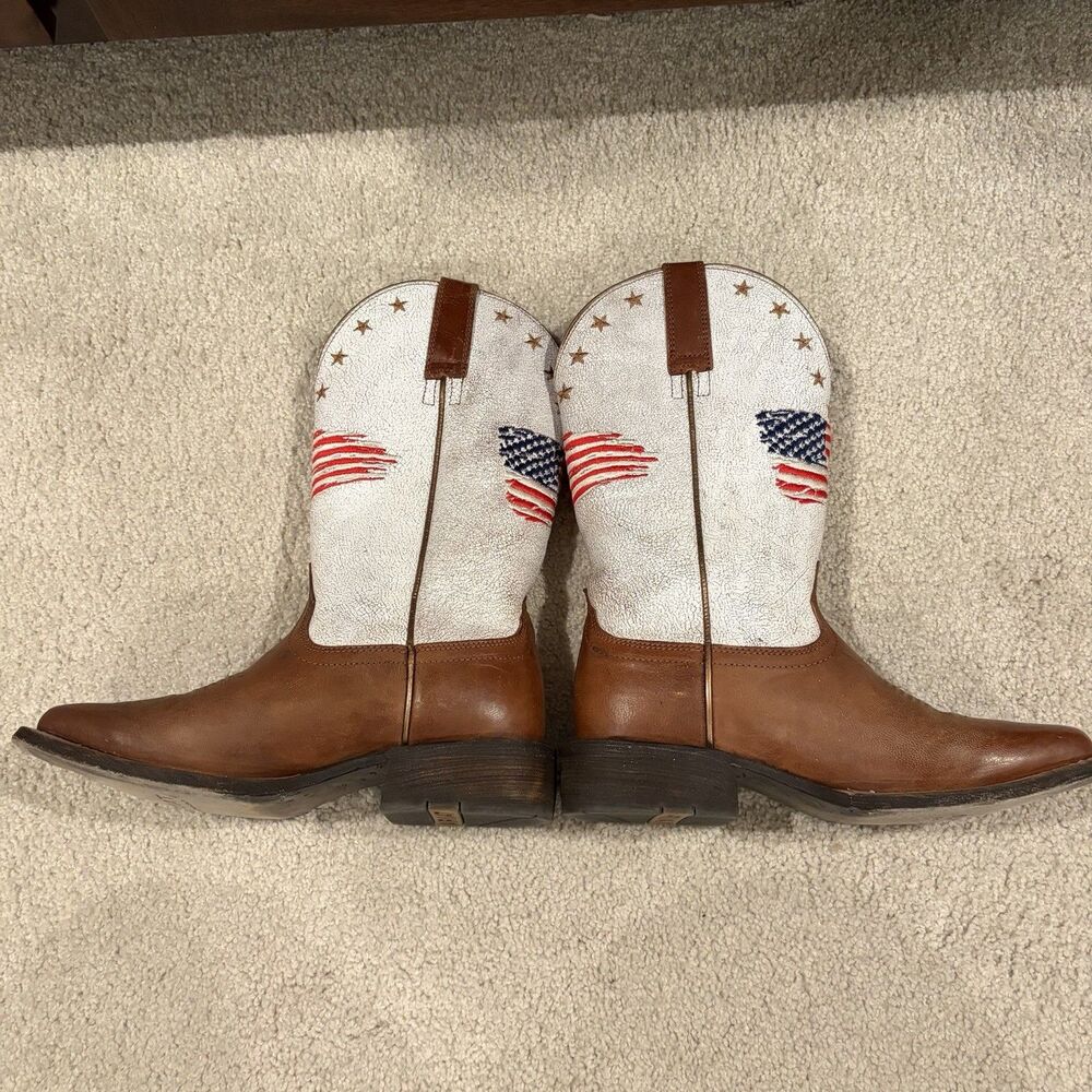 Ariat Women Patriot Crackled American Flag Western Cowboy Boots size 7B EU 37.5 - Picture 6 of 12